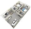2 x 1 Floorplan 2 Bed 1 Bath apartment 801 Sq.Ft. at Bella Park Apartments